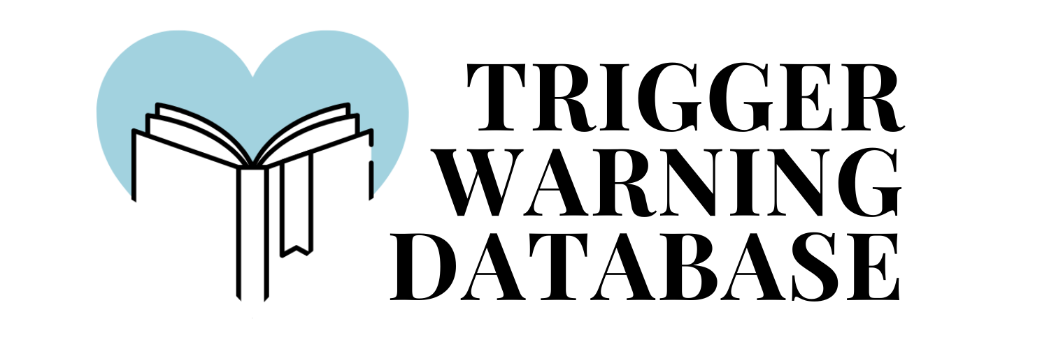 Pale blue heart with a black and white opened book in front. To the right, black text saying Trigger Warning Database.